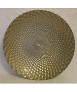 Gold and White Spiral Peacock Feather Design 16.00&quot; Round Glass Centerpi... - $99.00