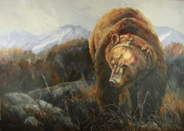 Deep Cover Brown Bear Grizzily Bear Wildlife Canvas Giclee L/E Print 24x36 - £310.72 GBP