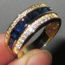 Real Diamond Sapphire Ring for Women 18k Gold Bague or Jaune Bizuteria for Jewel - £21.50 GBP