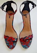 Womens Heels Sandals Fuschia Floral Iris Scallop Open Toe Shoes-size 9 - £17.02 GBP