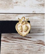 Pin / Brooch - Gold Tone Angel Baby Footprints in Heart - £5.47 GBP