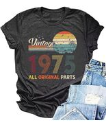 Vintage 1975 Shirt Women 2XL All Original Parts 50th Birthday Tee Gray - $284.68 MXN
