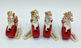 Set of 4 Vintage Christmas Carousel Horse Resin Napkin Rings - $29.69