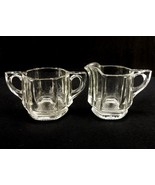 Heavy Glass Creamer and Sugar Bowl Set, Footed Base, Hexagon, Vintage, #... - $20.02 CAD