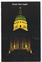 Kansas Postcard Topeka Kansas State Capitol West Entrance Night - £2.34 GBP