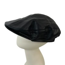 Wilsons Leather Size L XL Hat Cabbie Newsboy Flat Black Leather Cap Vintage - £22.11 GBP