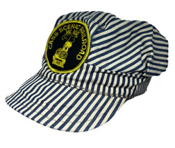 Vintage Cass Scenic Railroad West Virginia Train Conductor Patch Striped Hat Cap - £17.11 GBP