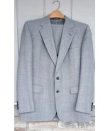 Vintage 80s Cricketeer Men&#39;s 3 Piece Suit  Blue Gray Windowpane Plaid - £46.39 GBP