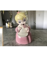 Vintage 1950s Kreiss &amp; Company Ceramic Jar Girl In Pink Dress With Lolip... - £37.71 GBP