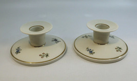 Royal Copenhagen Frijsenborg Candlestick Flowers Gold Trim Set of 2 Denmark VTG - £48.88 GBP