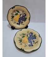 2 Granada Home Trends Salad Lunch  Plates Pear Plum Grapes Scalloped Gre... - $26.52 CAD