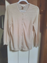 LOFT Beige Cotton Cardigan Sweater Size M - £14.22 GBP