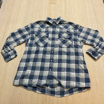 Levis Two Horse Brand Western Long Sleeve Pearl Snap Blue Plaid Shirt  M... - £16.82 GBP