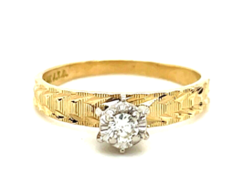 1/10ct Diamond Solitaire Engagement Ring 14k Yellow Gold 2.1g - £352.51 GBP