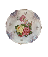 Unmarked Hand Painted Floral Roses Large Serving Bowl 10.75&quot; - £19.45 GBP