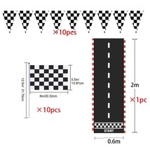 Race Car Birthday Party Decoration Set Black White Grid Racing Track Supplies Ra - £121.98 GBP