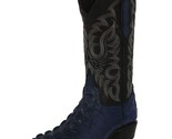 Mens Denim Blue Cowboy Boots Leather Crocodile Ostrich Pattern Western J... - £85.12 GBP
