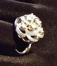 Vintage fancy cocktail ring with a ton of sparkle - size 5 - 5.25  UNCAS signed - £19.54 GBP