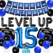 Video Game 15Th Birthday Decorations For Boys - Level Up Party Supplies, Happy B - £24.66 GBP