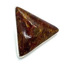 Vintage Sterling Silver Signed 925 DTR Triangle Golden Pietersite Stone Pendant - £48.35 GBP