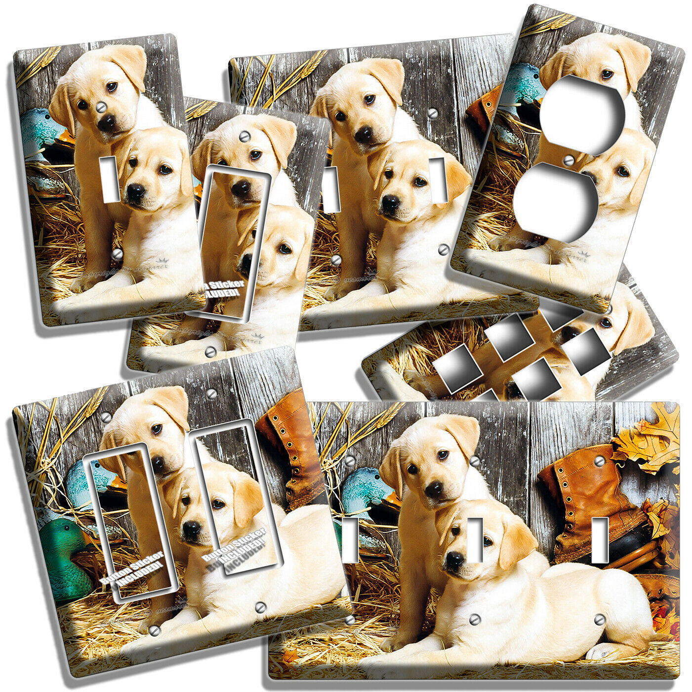 LABRADOR PUPPIES WOOD DUCK RUSTIC BARN LIGHT SWITCH OUTLET WALL PLATE ROOM DECOR