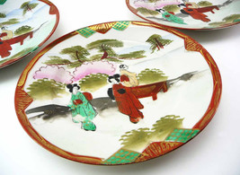 3 Vintage Late 1930s Geisha Japanese Porcelain Tea Plates Moriage Cherry Blossom - £52.66 GBP
