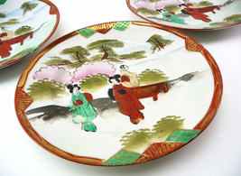 3 Vintage Late 1930s Geisha Japanese Porcelain Tea Plates Moriage Cherry Blossom - £52.07 GBP