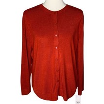 Croft and Barrow Extra Cozy Cardigan Sweater Size Petite XXL Rust Button Front - £19.37 GBP