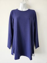 Nwt Eileen Fisher Venus Purple Blue Stretch Jersey Crew Neck Ls Tunic Top Xs - £85.01 GBP