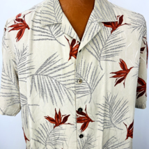 Joseph Feiss Hawaiian Aloha L Shirt Bird Of Paradise Palm Leaves Tropical Beige - £23.57 GBP