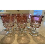 Indiana Tiffin Kings Crown Thumbprint Glass Ruby Red Goblet Set Of 6 - £39.01 GBP