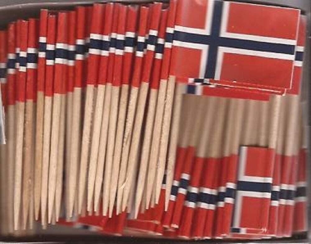 One Box of 100 Norway Toothpick Flags, 100 Small Mini International Flags - $7.90