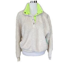 Abound Top Womans Medium Faux Fur Shearling Pullover Ivory Dove Quarter Snap  - £14.19 GBP