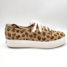 KEDS Platform Sneakers Women&#39;s Size 6 Tan Leopard Print Canvas Classic Lace Up - £19.46 GBP