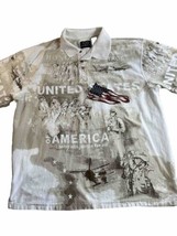 Men&#39;s Polo Shirt XL 4th Of July Patriotic United States All Over Print Military - £11.73 GBP