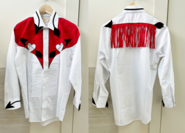 Barbara Shara S Texas Beaded Western Shirt Button Up Tassel Handmade Heart Arrow - $69.29
