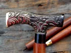 Brass Victorian Style Derby Head Handle Walking Stick Canes Shaft Wooden... - $50.64 CAD