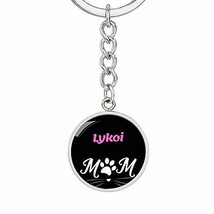 Cat Lover Keychain Gift Lykoi Cat Mom Keychain Stainless Steel Or 18k Gold Circl - £37.16 GBP