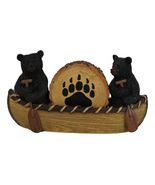 Rustic Forest Black Bears Rowing in Canoe Boat Bear Paw Tree Ring Coaste... - $695.62 MXN