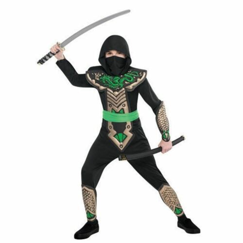 Primary image for Deluxe Dragon Slayer Ninja Costume Child Boys Large LG 12 - 14, Green Black
