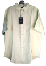 Roundtree &amp; Yorke Short Sleeve Button Down Shirt Linen Blend Large Pale ... - $20.79