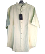 Roundtree &amp; Yorke Short Sleeve Button Down Shirt Linen Blend Large Pale ... - £16.35 GBP