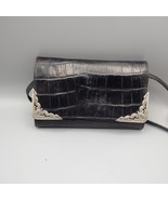 Brighton Black Croc Leather Trifold Wallet Checkbood ID Card Holer Chang... - $30.51 CAD