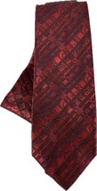 Fratello Men&#39;s Necktie &amp; Hanky Set Red Burgundy Plaid Floral Polyester 3.5&quot; Wide - £16.10 GBP