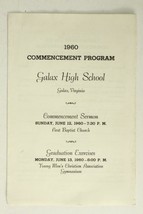 Vintage Paper Souvenir Commencement Program 1960 Galax High School Virginia - £14.74 GBP