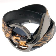 WCM New York leather belt women O/S adjust animal print leopard snake gunmetal - £17.32 GBP