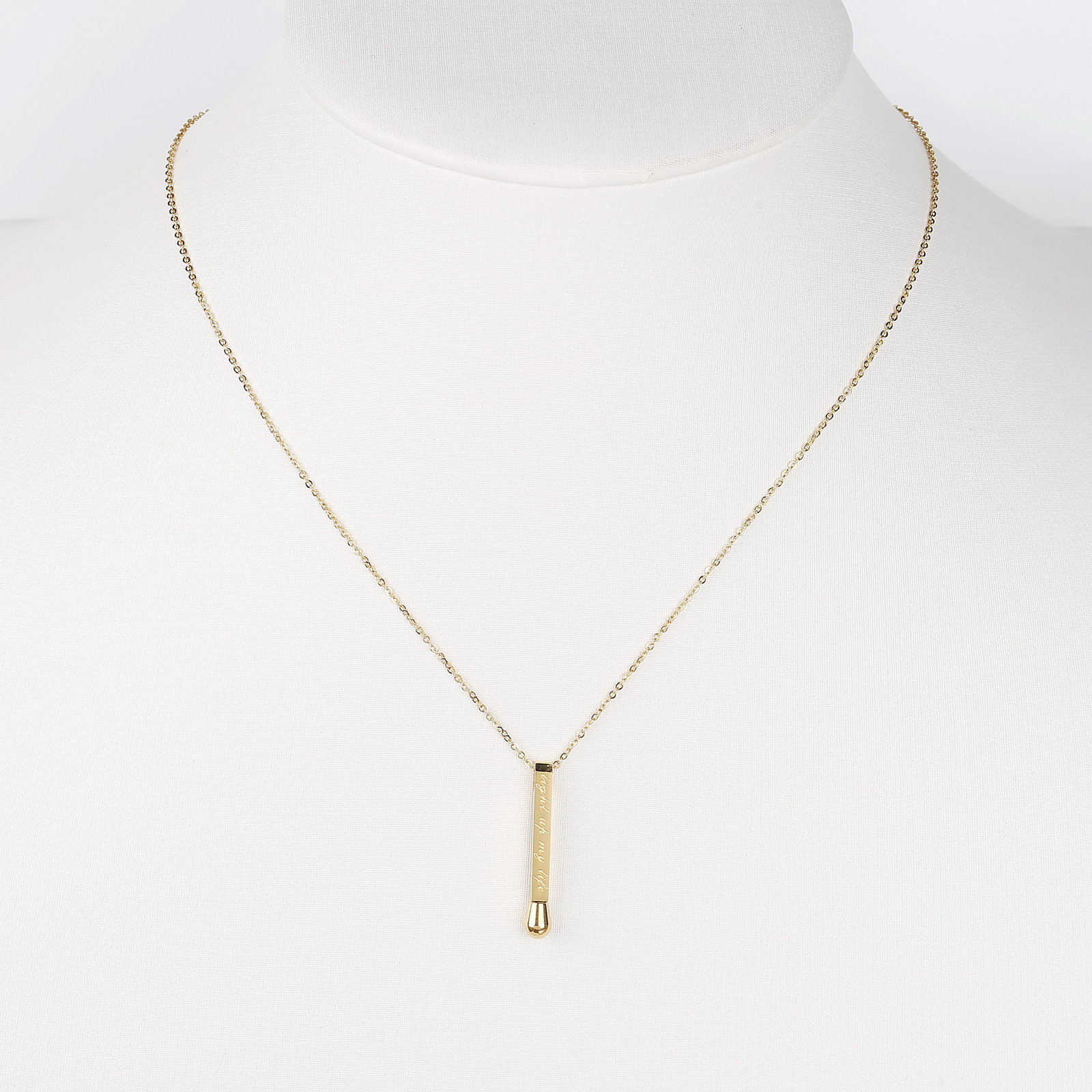 Gold Tone Necklace & "Light Up My Life" Engraved Match Stick Pendant