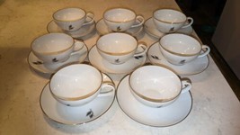 FUKAGAWA Arita Handpainted Fine China No. 928 Silver Wheat - 8 Cups, 8 s... - $37.61