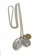 lot of three vintage christian medals with long chain 24” - £30.66 GBP