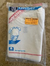 NEW Vintage Gerber Onesies 3 Pack White large 27-34 Lbs Bodysuits 1990 Cotton - $14.84